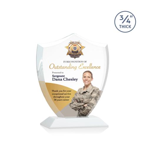 Corporate Awards - Award Shapes - Shield Awards - Scudo Shield Full Color White Abstract / Misc Crystal Award