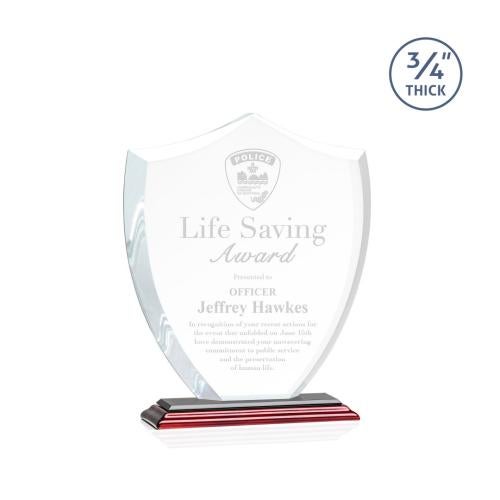 Corporate Awards - Award Shapes - Shield Awards - Scudo Shield Rosewood Abstract / Misc Crystal Award