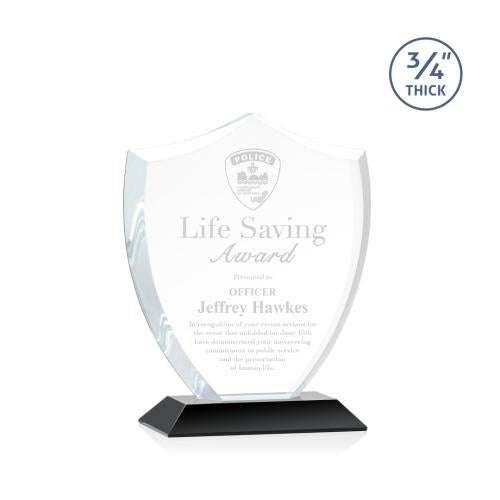 Corporate Awards - Award Shapes - Shield Awards - Scudo Shield Black Abstract / Misc Crystal Award