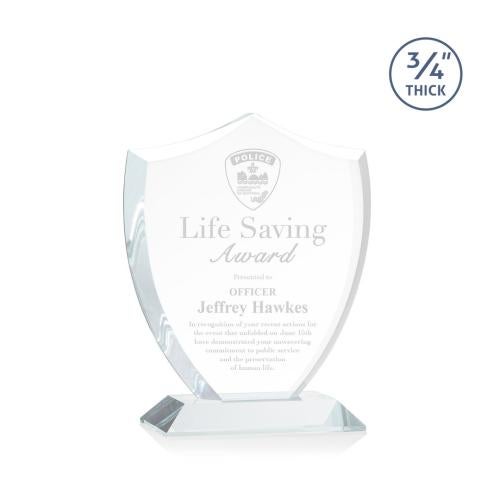 Corporate Awards - Award Shapes - Shield Awards - Scudo Shield Clear Abstract / Misc Crystal Award