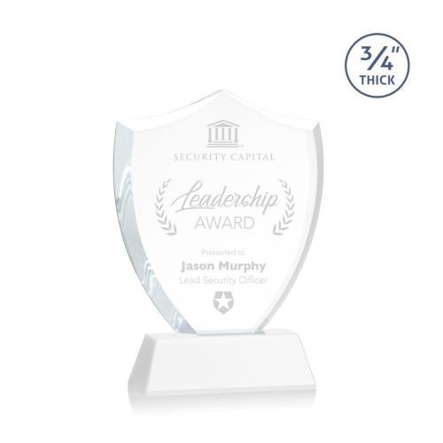 Corporate Awards - Award Shapes - Shield Awards - Scudo Shield White on Newhaven Abstract / Misc Crystal Award
