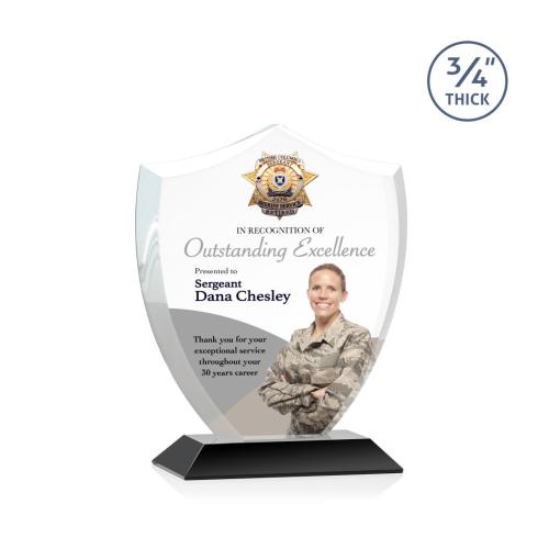 Corporate Awards - Award Shapes - Shield Awards - Scudo Shield Full Color Black Abstract / Misc Crystal Award