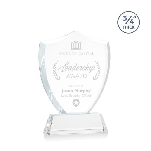 Corporate Awards - Award Shapes - Shield Awards - Scudo Shield Clear on Newhaven Abstract / Misc Crystal Award