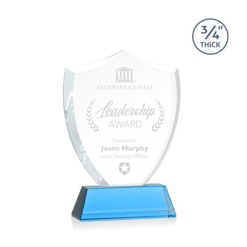 Corporate Awards - Award Shapes - Shield Awards - Scudo Shield Sky Blue on Newhaven Abstract / Misc Crystal Award