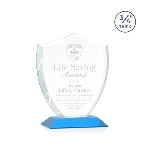 Corporate Awards - Award Shapes - Shield Awards - Scudo Shield Sky Blue Abstract / Misc Crystal Award
