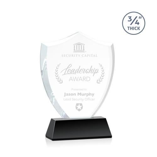 Corporate Awards - Award Shapes - Shield Awards - Scudo Shield Black on Newhaven Abstract / Misc Crystal Award
