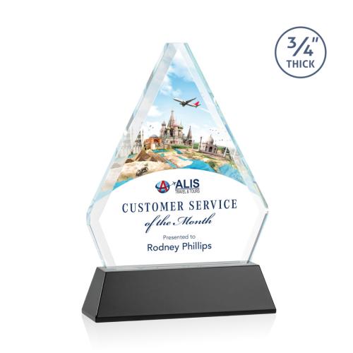 Corporate Awards - Full Color Awards - Fyreside Full Color Black on Newhaven Crystal Award