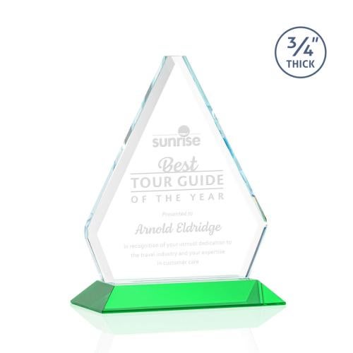 Corporate Awards - Glass Awards - Colored Glass Awards - Fyreside Green Crystal Award