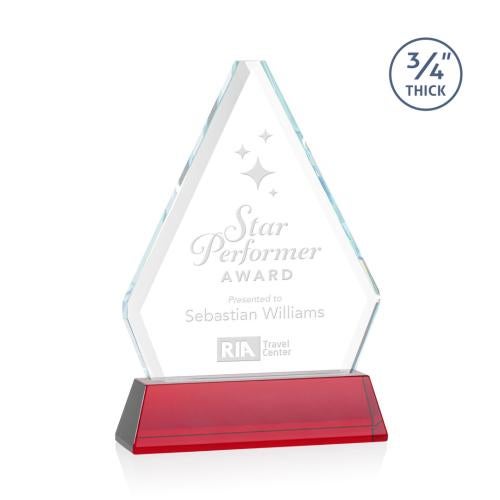 Corporate Awards - Crystal Awards - Colored Crystal - Red Crystal Awards - Fyreside Red on Newhaven Crystal Award