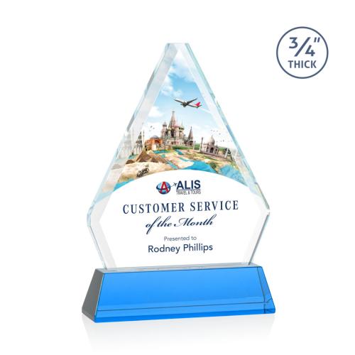 Corporate Awards - Full Color Awards - Fyreside Full Color Sky Blue on Newhaven Crystal Award