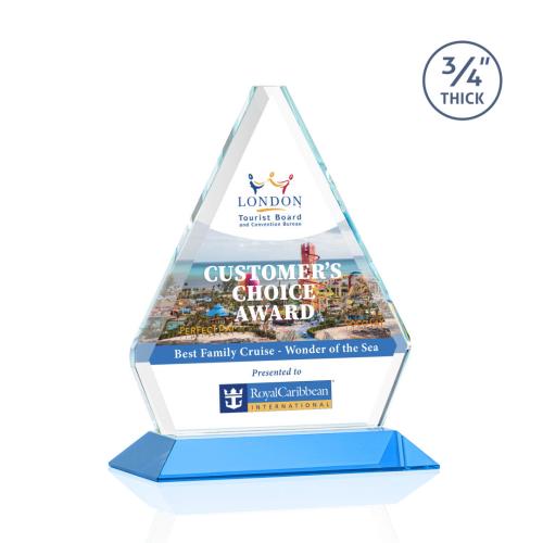 Corporate Awards - Full Color Awards - Fyreside Full Color Sky Blue Crystal Award