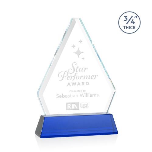 Corporate Awards - Glass Awards - Colored Glass Awards - Fyreside Blue on Newhaven Crystal Award