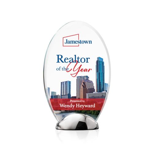 Corporate Awards - Metal Awards - Broadbent Full Color Circle Crystal Award