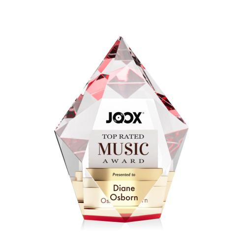 Corporate Awards - Crystal Awards - Devron Full Color Red Crystal Award