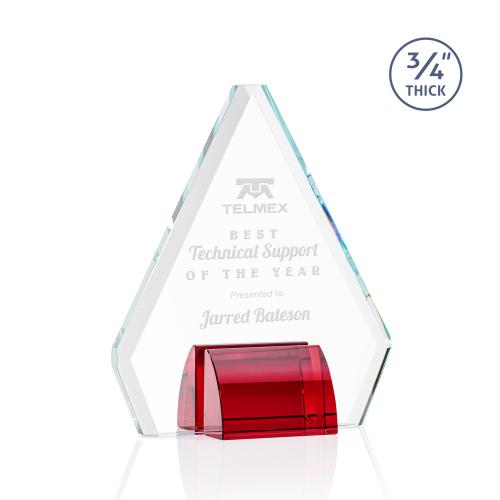 Corporate Awards - Crystal Awards - Colored Crystal - Red Crystal Awards - Roxborough Red Crystal Award