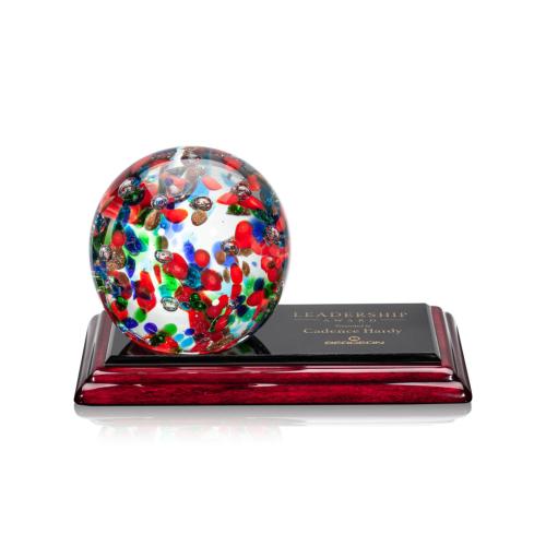 Corporate Awards - Modern Awards - Fantasia Spheres on Rosewood Base Glass Award