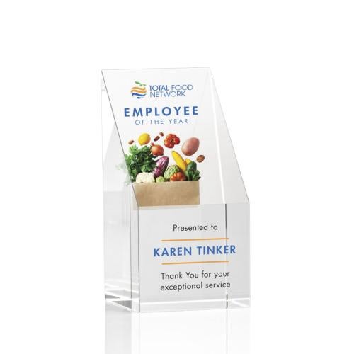 Corporate Awards - Crystal Awards - Crystal Pillar Awards - Braxton Full Color Rectangle Crystal Award