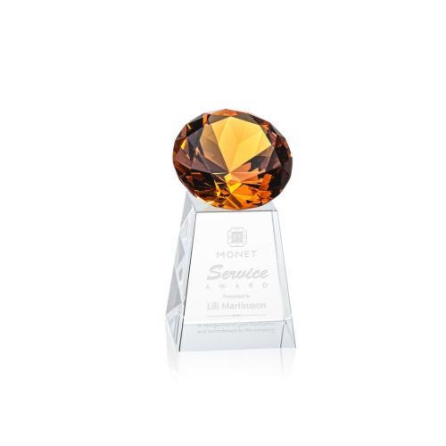 Corporate Awards - Glass Awards - Colored Glass Awards - Celestina Gemstone Amber Crystal Award