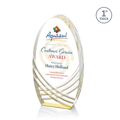 Corporate Awards - Acrylic Awards - Westbury Full Color Gold Circle Acrylic Award
