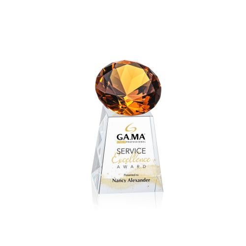 Corporate Awards - Glass Awards - Colored Glass Awards - Celestina Full Color Amber Crystal Award