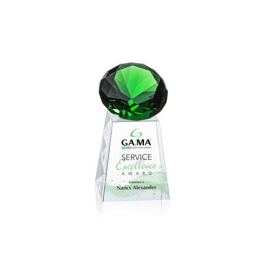 Corporate Awards - Glass Awards - Colored Glass Awards - Celestina Full Color Emerald Crystal Award