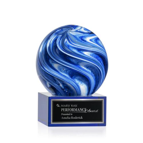 Corporate Awards - Modern Awards - Naples Blue on Hancock Base Spheres Glass Award