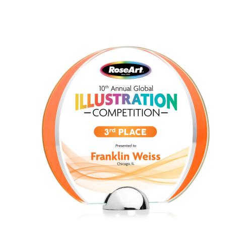 Corporate Awards - Full Color Awards - Stanton Full Color Orange Circle Crystal Award