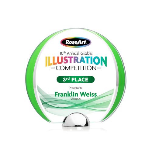 Corporate Awards - Glass Awards - Colored Glass Awards - Stanton Full Color Green Circle Crystal Award
