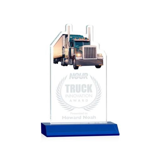 Corporate Awards - Glass Awards - Colored Glass Awards - Longhaul Blue Abstract / Misc Crystal Award