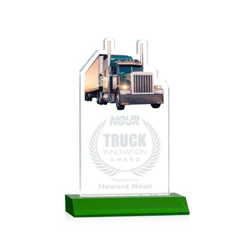 Corporate Awards - Glass Awards - Colored Glass Awards - Longhaul Green Abstract / Misc Crystal Award