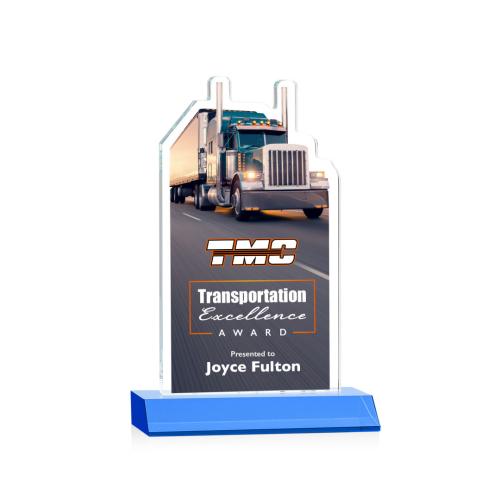 Corporate Awards - Full Color Awards - Longhaul Full Color Sky Blue Abstract / Misc Crystal Award