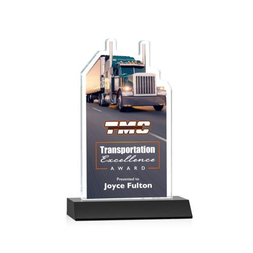 Corporate Awards - Full Color Awards - Longhaul Full Color Black Abstract / Misc Crystal Award