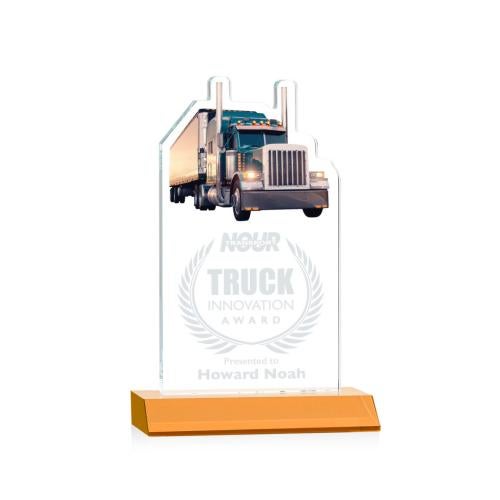 Corporate Awards - Glass Awards - Colored Glass Awards - Longhaul Amber Abstract / Misc Crystal Award