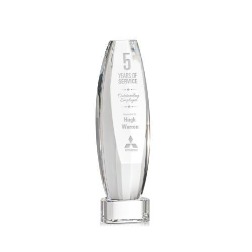 Corporate Awards - Crystal Awards - Crystal Pillar Awards - Hoover Clear on Paragon Base Obelisk Crystal Award