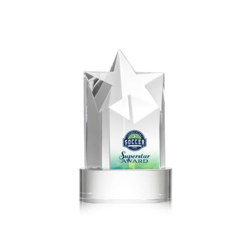 Corporate Awards - Crystal Awards - Crystal Star Awards - Berkeley Full Color Clear on Stanrich Base Star Crystal Award