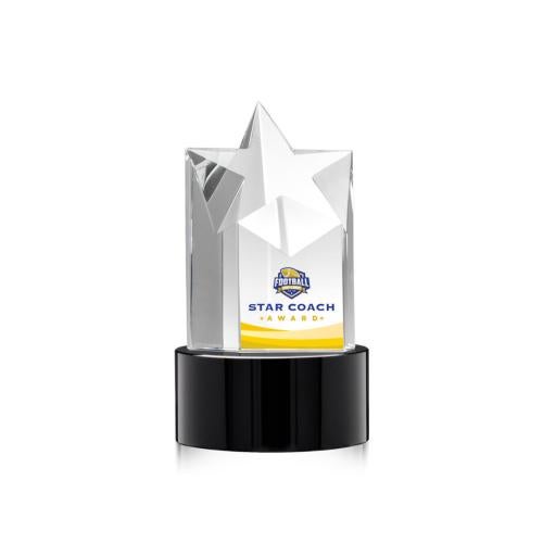 Corporate Awards - Crystal Awards - Crystal Star Awards - Berkeley Full Color Black on Marvel Base Star Crystal Award