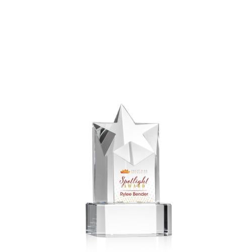 Corporate Awards - Crystal Awards - Crystal Star Awards - Berkeley Full Color Clear on Padova Base Star Crystal Award