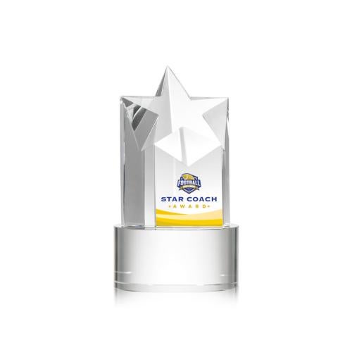 Corporate Awards - Crystal Awards - Crystal Star Awards - Berkeley Full Color Clear on Marvel Base Star Crystal Award
