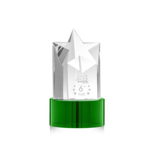 Corporate Awards - Glass Awards - Colored Glass Awards - Berkeley Star on Marvel Base - Green