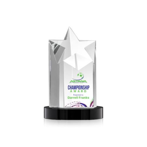 Corporate Awards - Crystal Awards - Crystal Star Awards - Berkeley Full Color Black on Condor Base Star Crystal Award