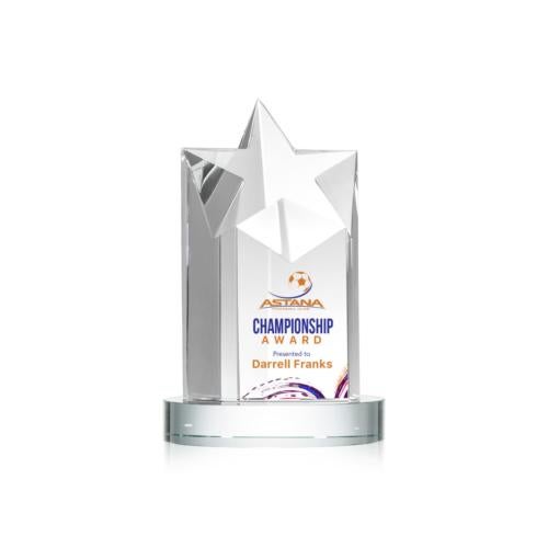 Corporate Awards - Crystal Awards - Crystal Star Awards - Berkeley Full Color Clear on Condor Base Star Crystal Award
