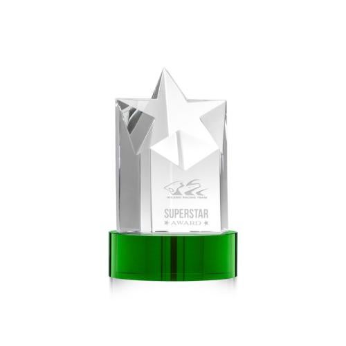 Corporate Awards - Glass Awards - Colored Glass Awards - Berkeley Star on Stanrich Base - Green