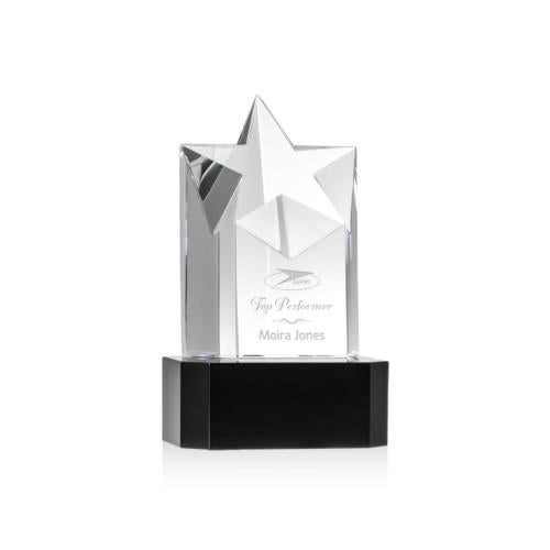 Corporate Awards - Crystal Awards - Crystal Star Awards - Berkeley Star on Padova Base - Black
