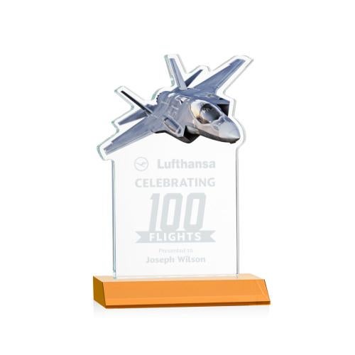 Corporate Awards - Glass Awards - Colored Glass Awards - Top Gun Amber Abstract / Misc Crystal Award