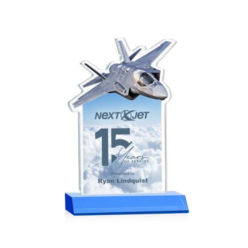Corporate Awards - Full Color Awards - Top Gun Full Color Sky Blue Abstract / Misc Crystal Award