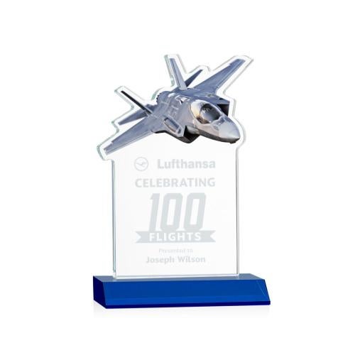 Corporate Awards - Glass Awards - Colored Glass Awards - Top Gun Blue Abstract / Misc Crystal Award