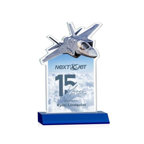 Corporate Awards - Glass Awards - Colored Glass Awards - Top Gun Full Color Blue Abstract / Misc Crystal Award