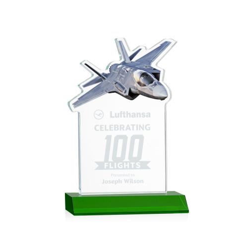 Corporate Awards - Glass Awards - Colored Glass Awards - Top Gun Green Abstract / Misc Crystal Award