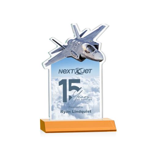 Corporate Awards - Glass Awards - Colored Glass Awards - Top Gun Full Color Amber Abstract / Misc Crystal Award