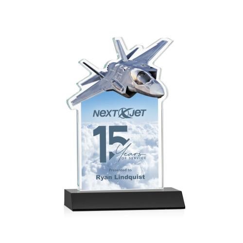 Corporate Awards - Full Color Awards - Top Gun Full Color Black Abstract / Misc Crystal Award